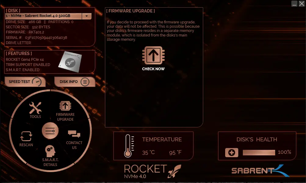 Sabrent Rocket Control Panel