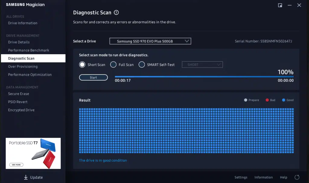 Samsung Magician Diagnostic Scan