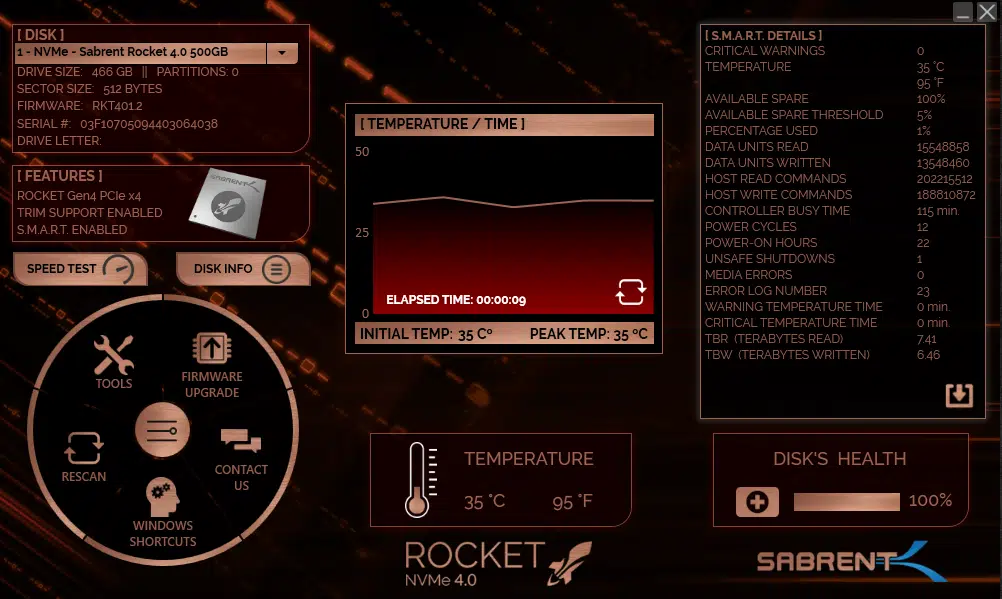 Sabrent Rocket Control Panel