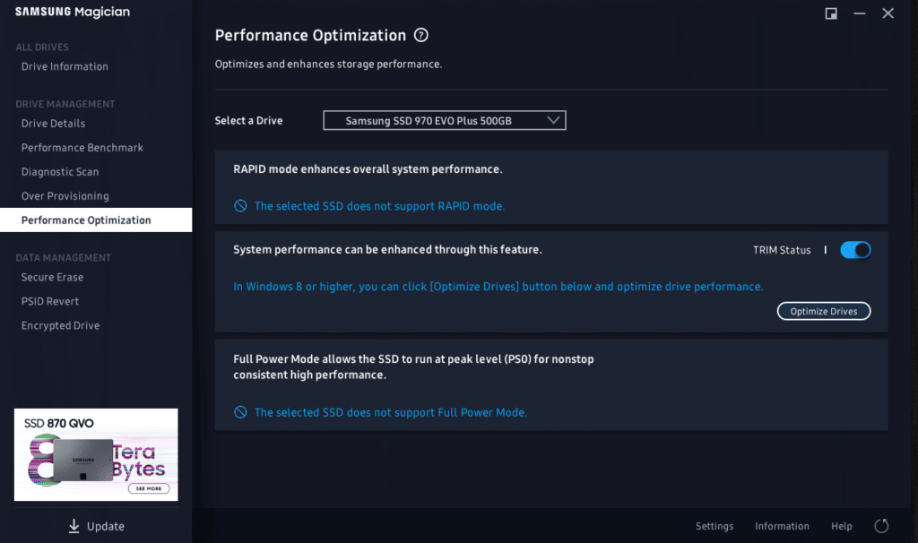 Samsung Magician Performance Optimizations