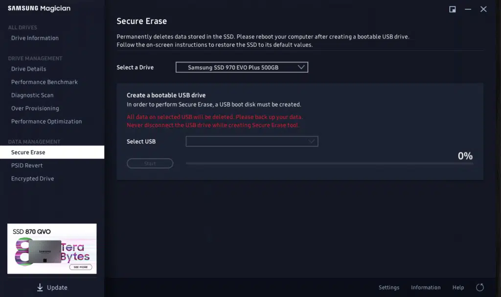 Samsung Magician Secure Erase