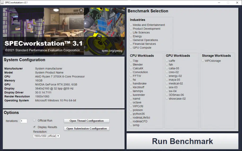 SPECworkstation 3.1 Screenshot