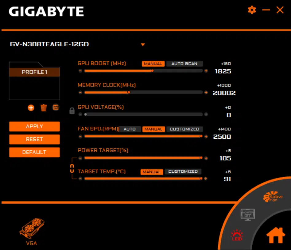 GIGABYTE GeForce RTX 3080 Ti EAGLE 12G Video Card gigabyte aorus engine overclock