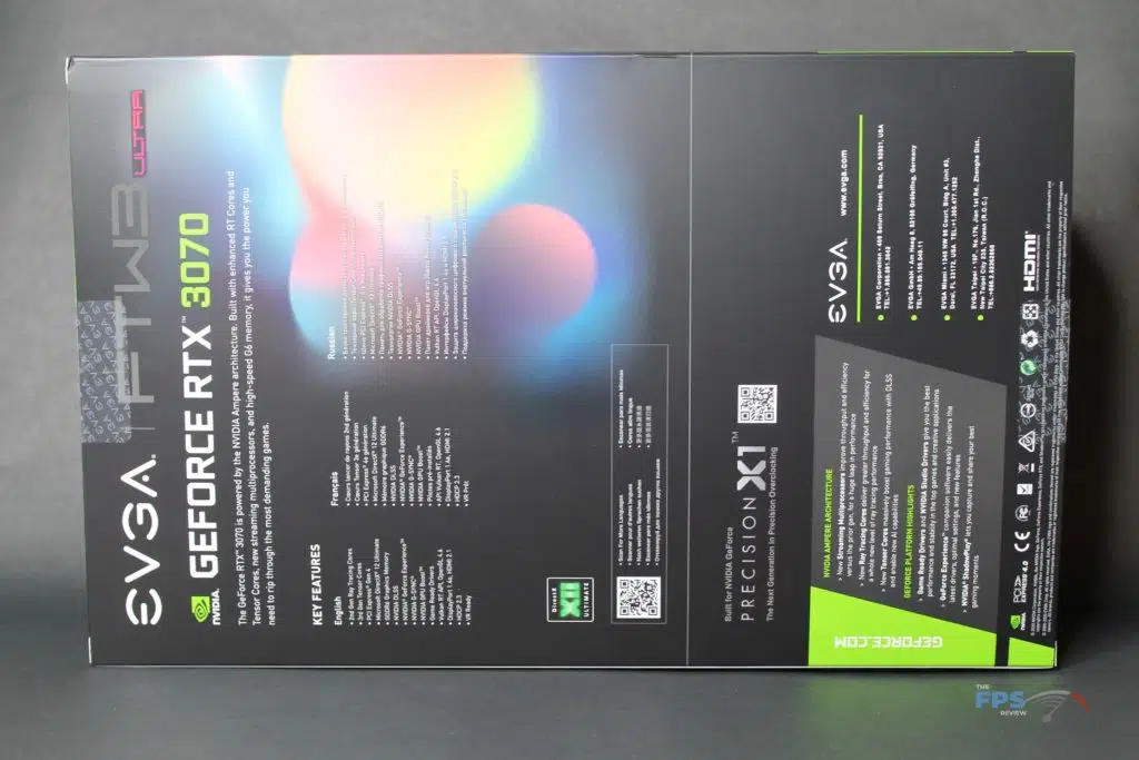EVGA RTX 3070 FTW ULTRA GAMING Box Rear View
