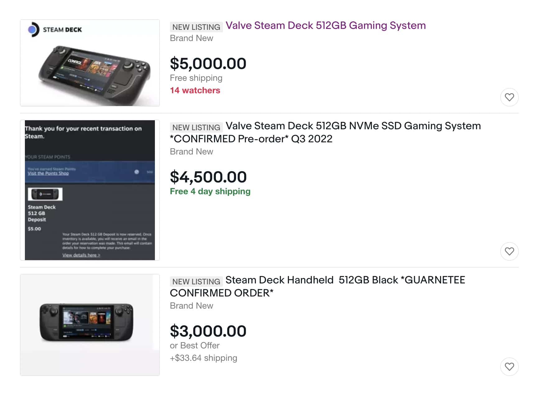 steam deck reservation ebay