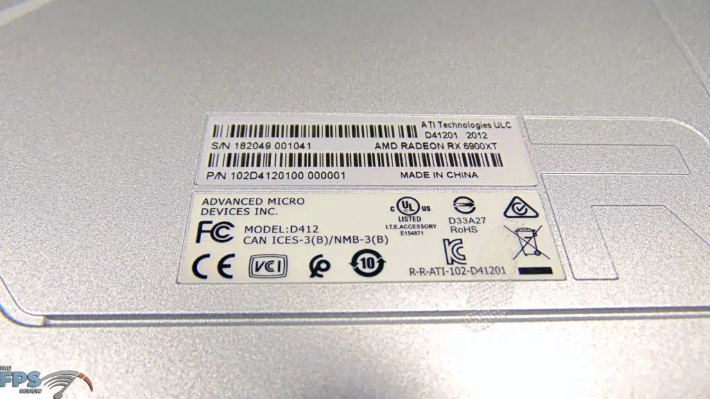 AMD Radeon RX 6900 XT Video Card Product Label