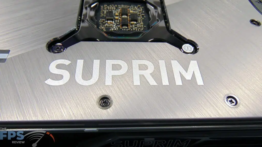 MSI GeForce RTX 3070 Ti SUPRIM X 8G Closeup of SUPRIM Logo