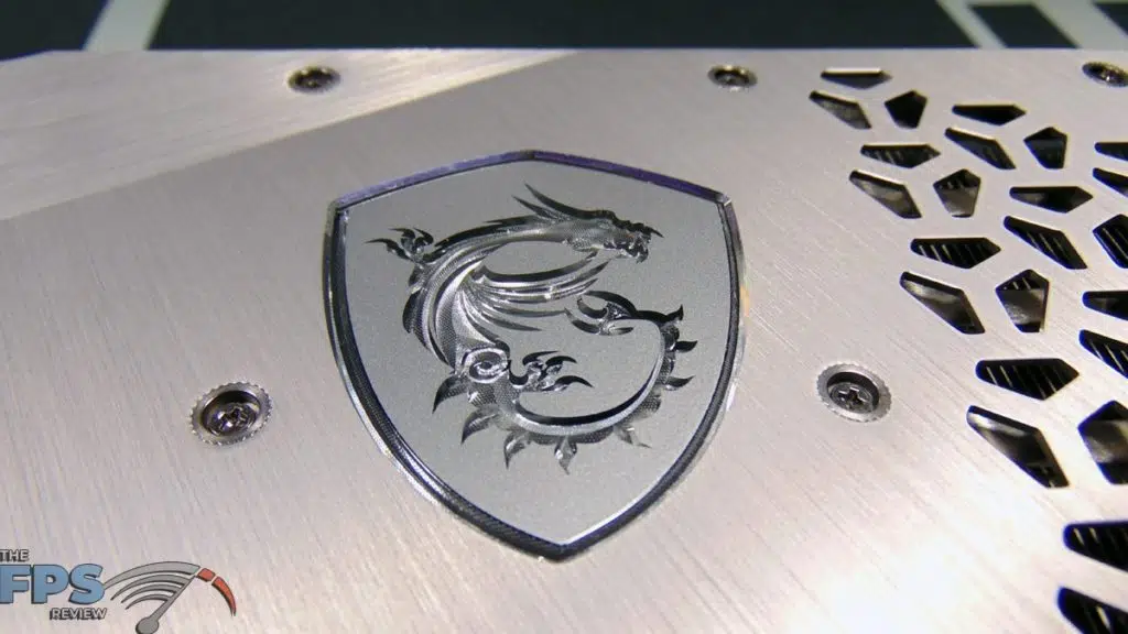 MSI GeForce RTX 3070 Ti SUPRIM X 8G Closeup of MSI Dragon Logo