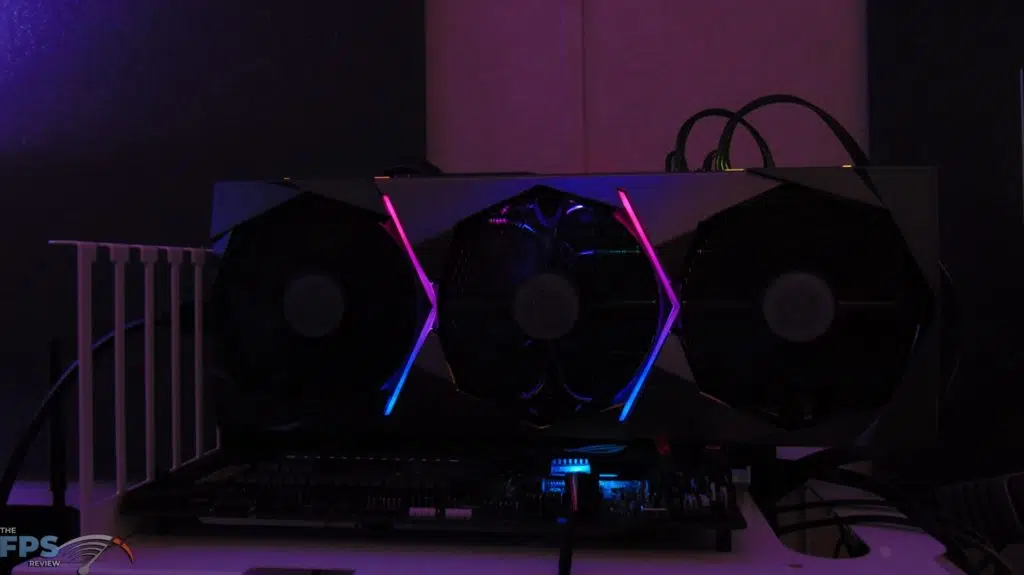 MSI GeForce RTX 3070 Ti SUPRIM X 8G RGB Lights on Front of Video Card