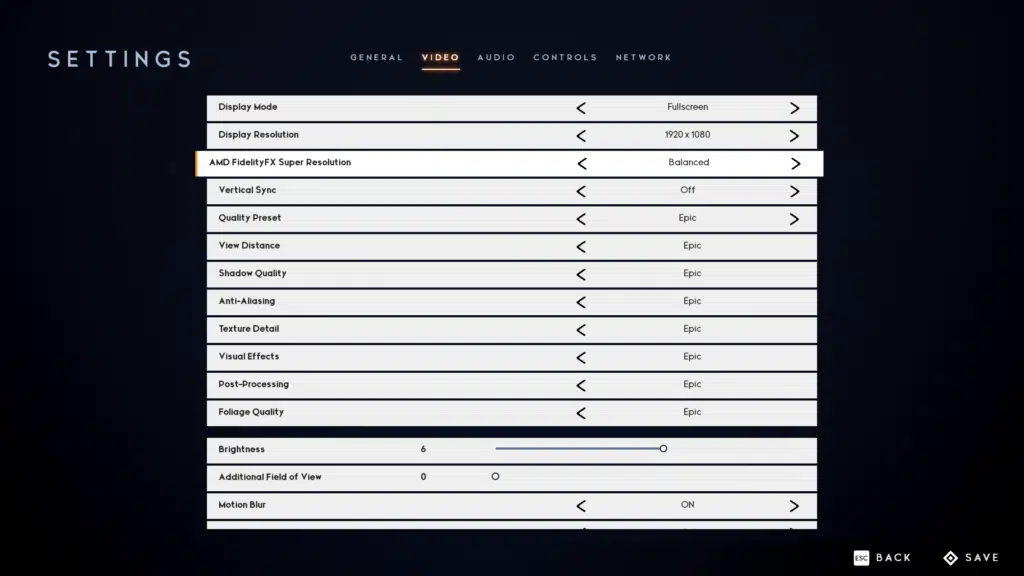 Godfall Balanced FSR Graphics Settings Screenshot
