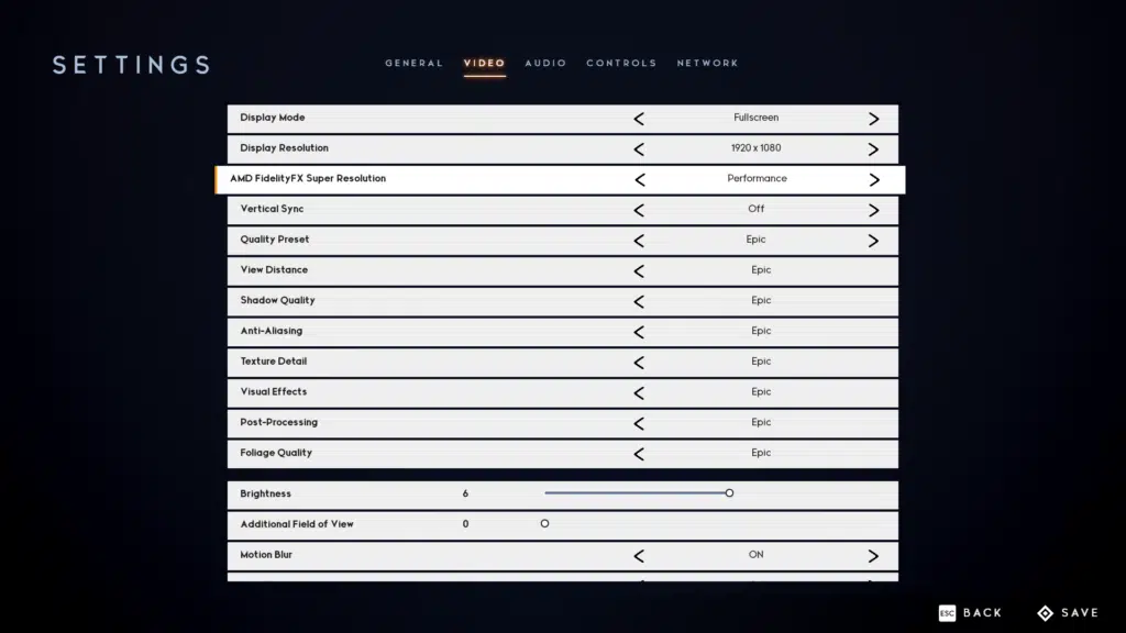 Godfall Performance FSR Graphics Settings Screenshot