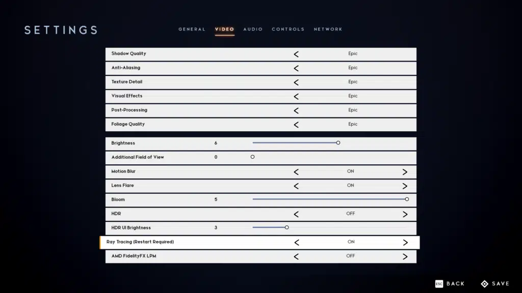 Godfall Ray Tracing Graphics Setting Screenshot