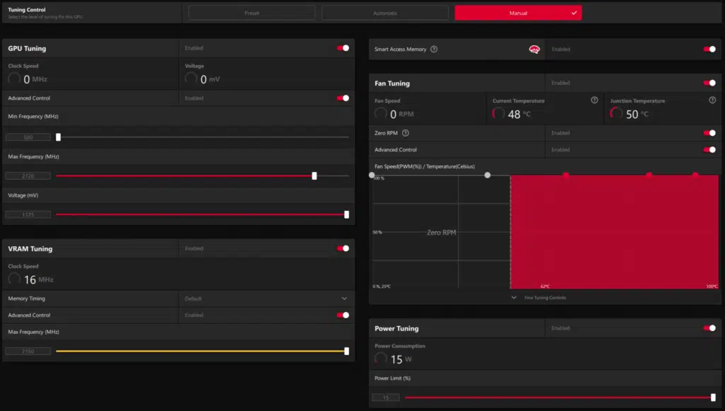 AMD Radeon RX 6900 XT Radeon Software Performance Tuning Overclock