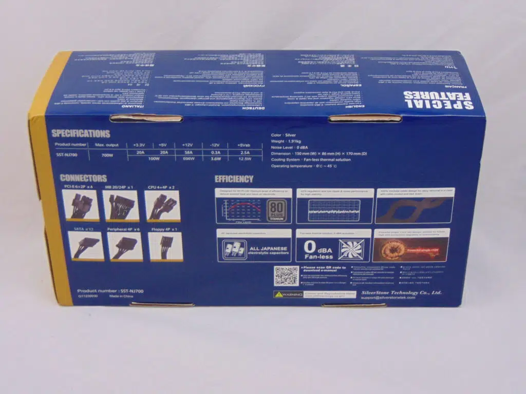 SilverStone NJ700 700W Fanless Power Supply back box