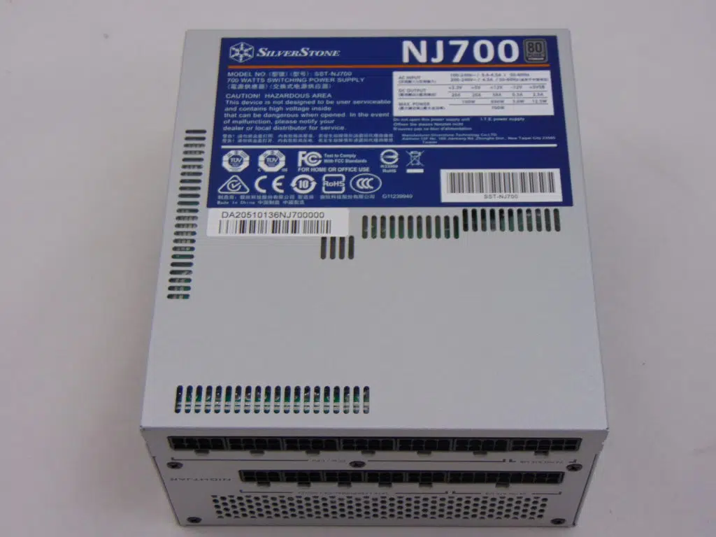 SilverStone NJ700 700W Fanless Power Supply top view