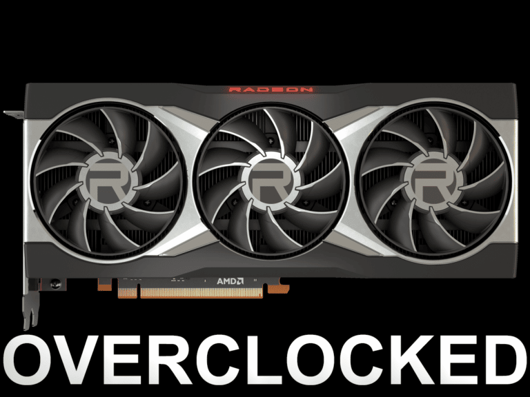 Overclocked AMD Radeon RX 6900 XT Front View Overclocked Text Featured Image