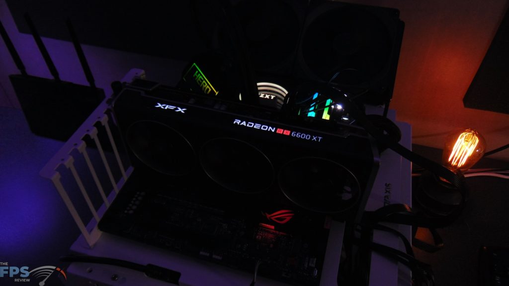 XFX SPEEDSTER MERC 308 Radeon RX 6600 XT Black Installed in system LED Logo Lit Up