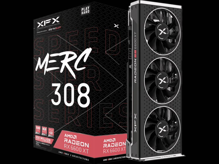 XFX SPEEDSTER MERC 308 Radeon RX 6600 XT Black Video Card and Box Featured Image