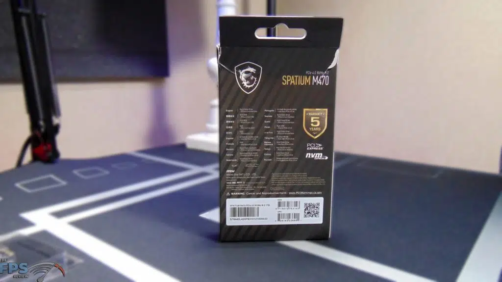 MSI SPATIUM M470 1TB PCIe 4.0 Gen4 NVMe SSD Box Back
