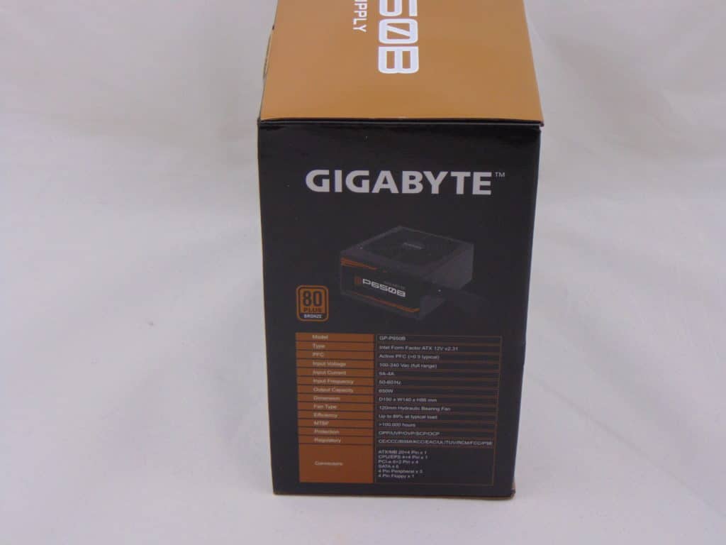 GIGABYTE P650B 650W Power Supply Box Side