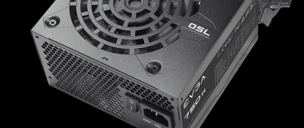 EVGA N1 750W Power Supply Top View Angled Banner Image