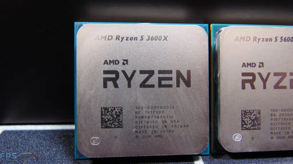 Closeup of AMD Ryzen 5 3600X CPU
