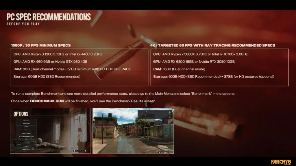Far Cry 6 PC Spec Recommendations Reviewers Guide