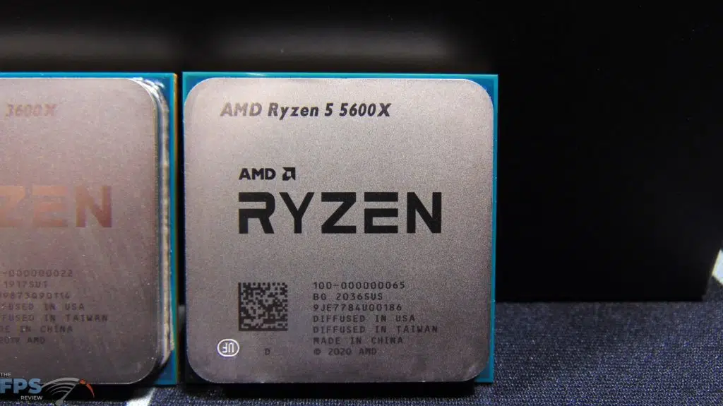 Closeup of AMD Ryzen 5 5600X CPU