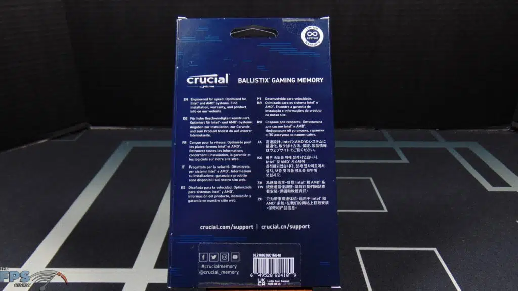 Crucial Ballistix DDR4-3600 CL16 16GB RAM Kit Box Back