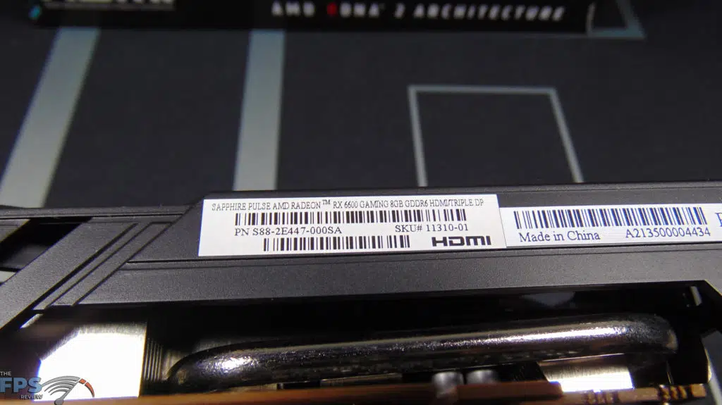 SAPPHIRE PULSE Radeon RX 6600 GAMING Video Card Label