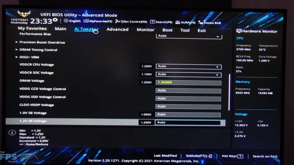 Crucial Ballistix DDR4-3600 CL16 16GB RAM Kit Overclocked BIOS Voltage
