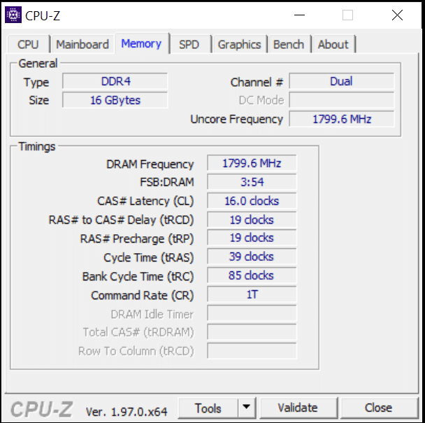 AMD Ryzen 7 3700X CPUz Memory