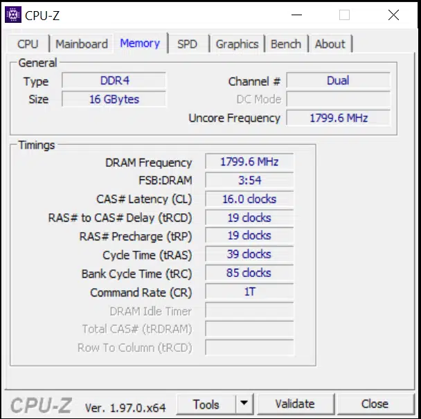 AMD Ryzen 7 3700X CPUz Memory