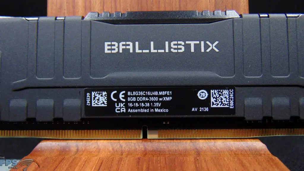 Crucial Ballistix DDR4-3600 CL16 16GB RAM Kit Closeup of Label