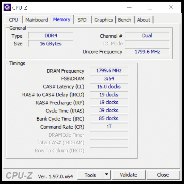 AMD Ryzen 5 5600X CPUz Memory Tab
