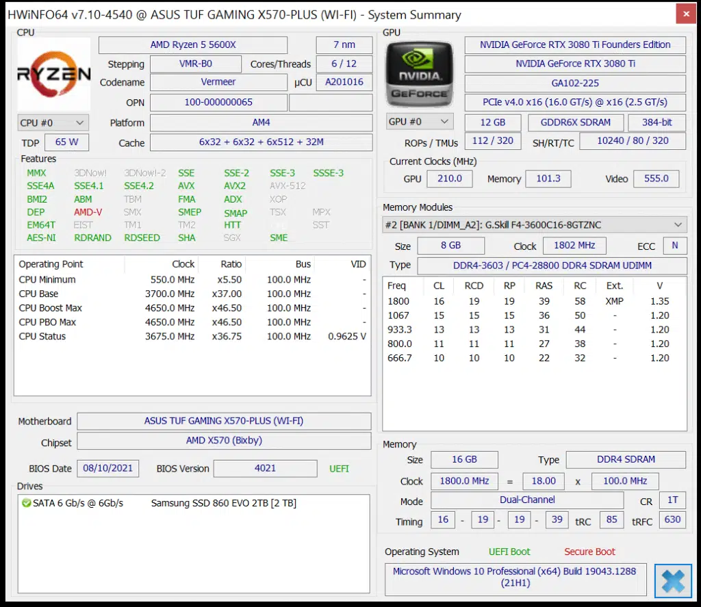AMD Ryzen 5 5600X HWiNFO64