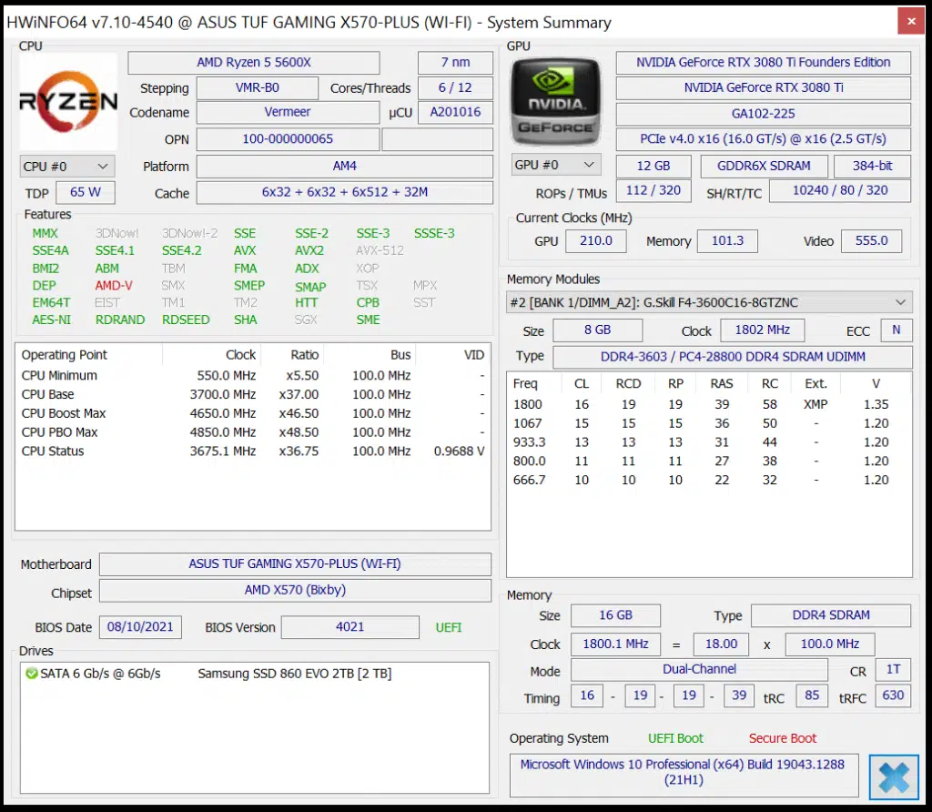 AMD Ryzen 5 5600X with PBO Enabled HWiNFO64