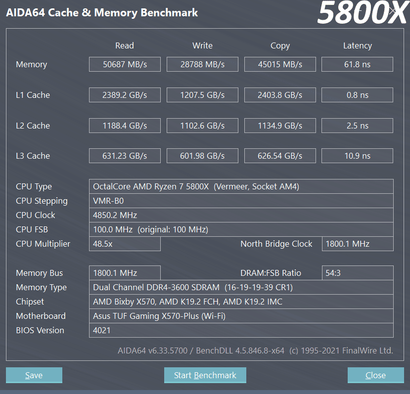 AMD Ryzen 7 5800X Cache and Memory Benchmark
