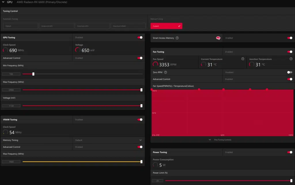 SAPPHIRE PULSE Radeon RX 6600 GAMING Video Card AMD Radeon Software Overclock