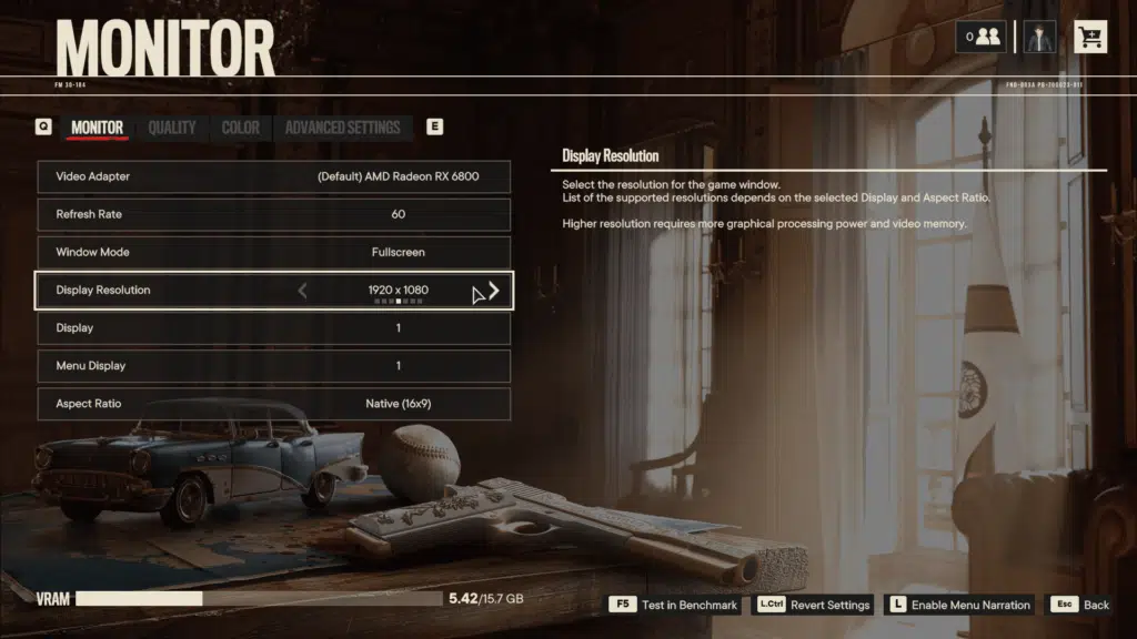 Far Cry 6 Monitor Graphics Menu