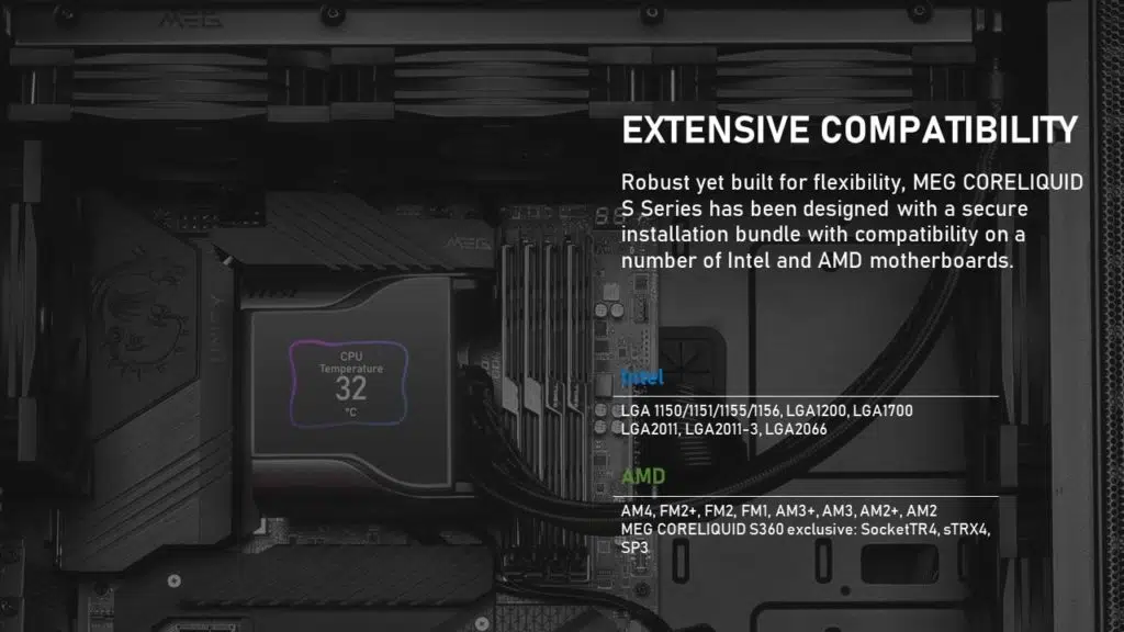 MSI MEG CORELIQUID S360 AIO Info kit