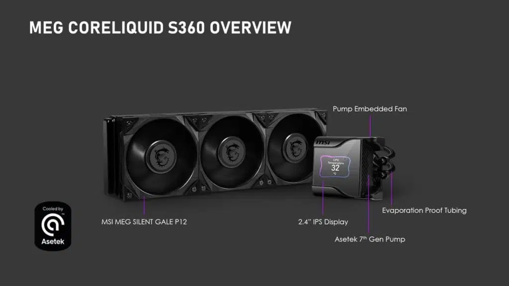 MSI MEG CORELIQUID S360 AIO Info kit