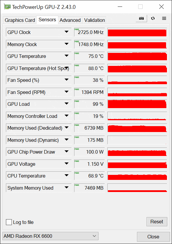 SAPPHIRE PULSE Radeon RX 6600 GAMING Video Card GPUz Default