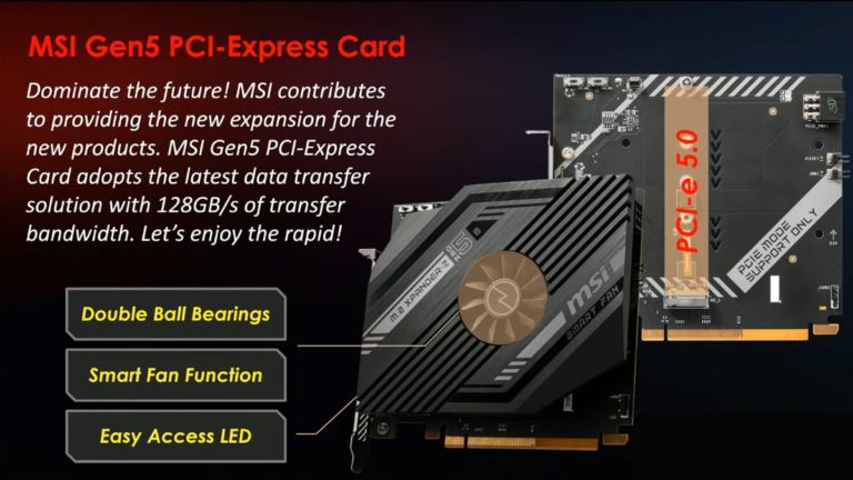 MSI Unveils Gen5 PCI-Express Card for Future PCIe 5.0 NVMe SSDs, 128 GB/s of Transfer Bandwidth