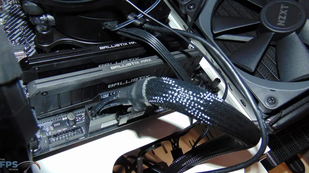 Crucial Ballistix MAX DDR4-4400 CL19 16GB RAM Kit Side Angle Installed in Computer