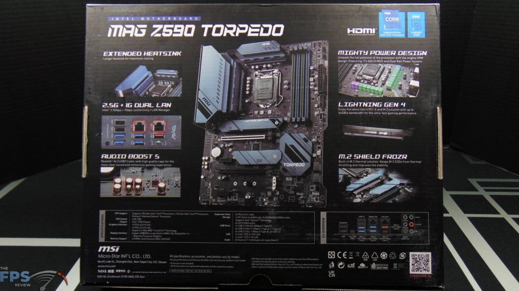 MSI MAG Z590 TORPEDO Motherboard Box Back