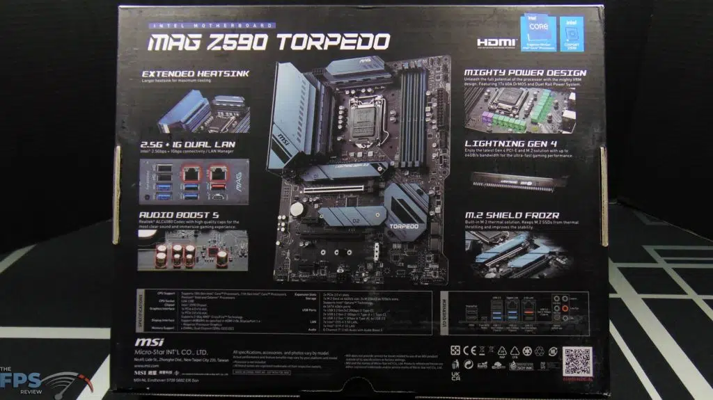 MSI MAG Z590 TORPEDO Motherboard Box Back