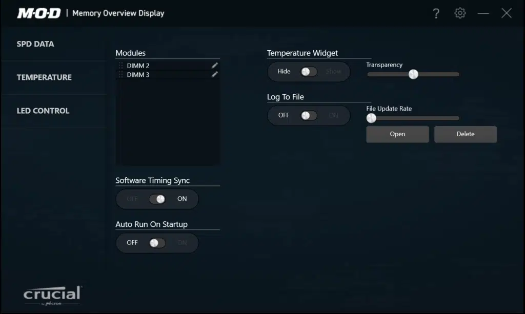 Crucial Ballistix MAX DDR4-4400 CL19 16GB RAM Kit MOD Utility Settings