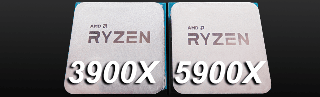 AMD Ryzen 9 3900X CPU side by side Ryzen 9 5900X CPU Banner