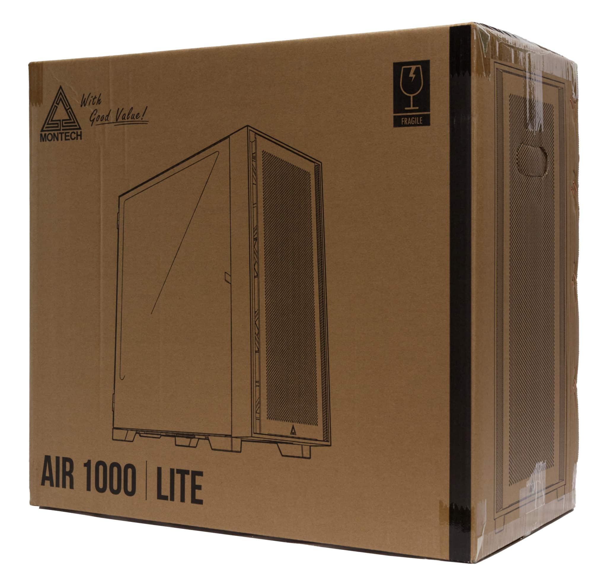 MONTECH AIR 1000 LITE Case Front of Box Angled